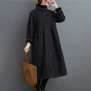 Buddha Stones Plain Buttons Design Women's Cotton Corduroy Fleece-Lined Coat With Pockets - image 4