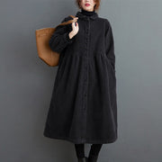 Buddha Stones Plain Buttons Design Women's Cotton Corduroy Fleece-Lined Coat With Pockets - image 6