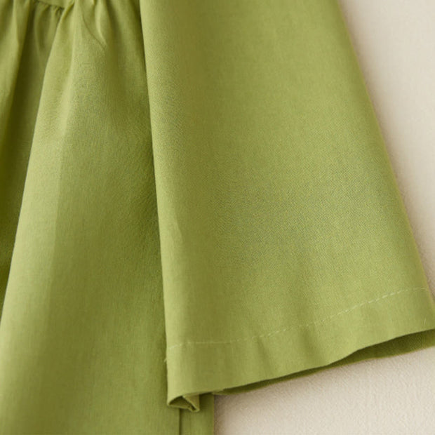 Buddha Stones Causal Commute Plain Buttons Design Lapel Cotton Midi Dress With Pockets - image 5