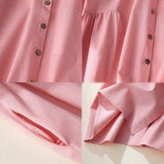 Buddha Stones Causal Commute Plain Buttons Design Lapel Cotton Midi Dress With Pockets - image 14