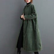 Buddha Stones Plain Buttons Design Women's Cotton Corduroy Fleece-Lined Coat With Pockets - image 14