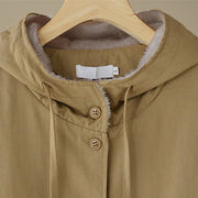 Buddha Stones Women's Plain Color Hoodie Cotton Thermal Fleece-Lined Jacket With Pockets - image 3