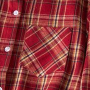 Buddha Stones Spring Color Contrast Plaid Pattern Lapel Cotton Midi Dress With Pockets - image 5