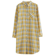 Buddha Stones Spring Color Contrast Plaid Pattern Lapel Cotton Midi Dress With Pockets - image 20