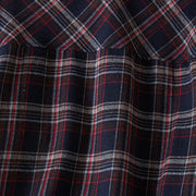 Buddha Stones Spring Color Contrast Plaid Pattern Lapel Cotton Midi Dress With Pockets - image 24