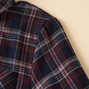 Buddha Stones Spring Color Contrast Plaid Pattern Lapel Cotton Midi Dress With Pockets - image 25