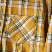 Buddha Stones Spring Color Contrast Plaid Pattern Lapel Cotton Midi Dress With Pockets - image 15
