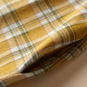 Buddha Stones Spring Color Contrast Plaid Pattern Lapel Cotton Midi Dress With Pockets - image 18
