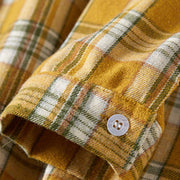 Buddha Stones Spring Color Contrast Plaid Pattern Lapel Cotton Midi Dress With Pockets - image 17