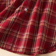 Buddha Stones Spring Color Contrast Plaid Pattern Lapel Cotton Midi Dress With Pockets - image 10