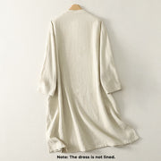 Buddha Stones Spring Vintage Diagonal Closure Frog Buttons Design Cotton Midi Dress - image 8