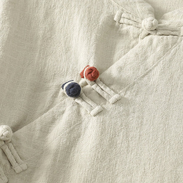 Buddha Stones Spring Vintage Diagonal Closure Frog Buttons Design Cotton Midi Dress - image 11
