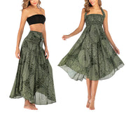 Buddha Stones Two Style Wear Boho Compass Rose Flower Skirt Dress - OliveDrab - US4-12，UK/AU8-16，EU36-44 (F) - image 1