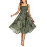 Buddha Stones Two Style Wear Boho Compass Rose Flower Skirt Dress - image 8