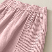Buddha Stones Casual Plain Tucker Pleats Elastic Women's Polyester Wide Leg Pants With Pockets - image 2