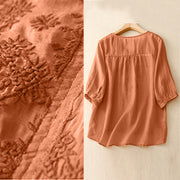 Buddha Stones V-Neck Lines Embroidery Women's Half Sleeve Shirt - image 10