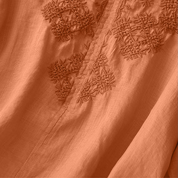Buddha Stones V-Neck Lines Embroidery Women's Half Sleeve Shirt - image 7