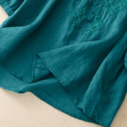 Buddha Stones V-Neck Lines Embroidery Women's Half Sleeve Shirt - image 4