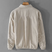 Buddha Stones Ribbed Long Sleeve Design Men's Cotton Linen Jacket Shirt With Pockets - image 2