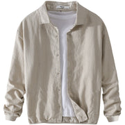 Buddha Stones Ribbed Long Sleeve Design Men's Cotton Linen Jacket Shirt With Pockets - image 8