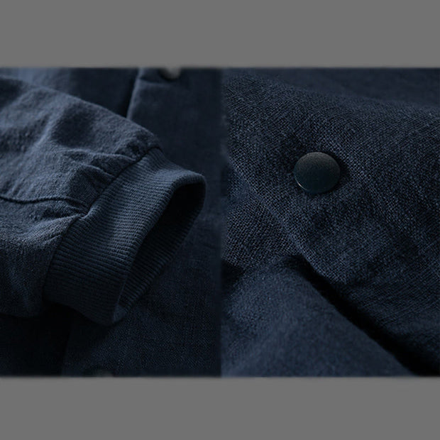 Buddha Stones Ribbed Long Sleeve Design Men's Cotton Linen Jacket Shirt With Pockets - image 17