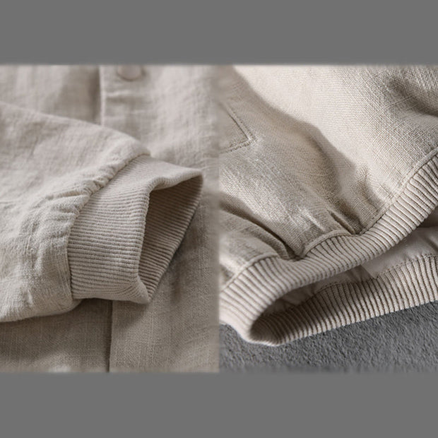 Buddha Stones Ribbed Long Sleeve Design Men's Cotton Linen Jacket Shirt With Pockets - image 6