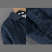 Buddha Stones Ribbed Long Sleeve Design Men's Cotton Linen Jacket Shirt With Pockets - image 15