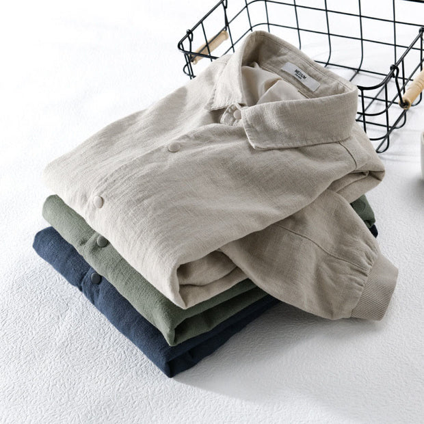 Buddha Stones Ribbed Long Sleeve Design Men's Cotton Linen Jacket Shirt With Pockets - image 19