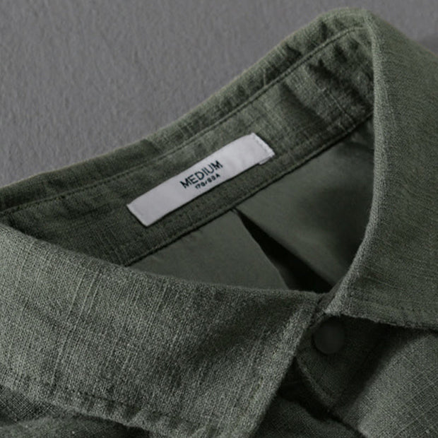 Buddha Stones Ribbed Long Sleeve Design Men's Cotton Linen Jacket Shirt With Pockets - image 10