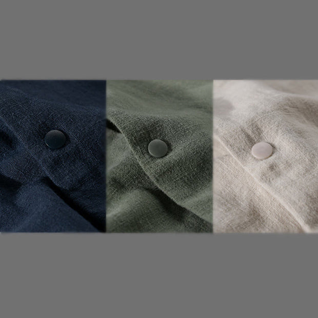 Buddha Stones Ribbed Long Sleeve Design Men's Cotton Linen Jacket Shirt With Pockets - image 23