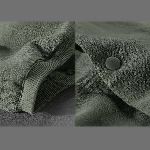 Buddha Stones Ribbed Long Sleeve Design Men's Cotton Linen Jacket Shirt With Pockets - image 11