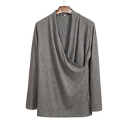 Buddha Stones Vintage Plain Irregular Collar Design Men's Cotton Jacket Shirt - image 9