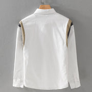 Buddha Stones Spring Patchwork Design Long Sleeve Cotton Men Shirt Clothing - image 2