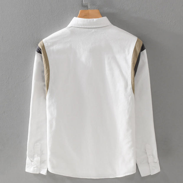 Buddha Stones Spring Patchwork Design Long Sleeve Cotton Men Shirt Clothing - image 2