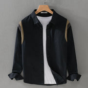 Buddha Stones Spring Patchwork Design Long Sleeve Cotton Men Shirt Clothing - Black - US/UK/AU42，EU52 (3XL) - image 8