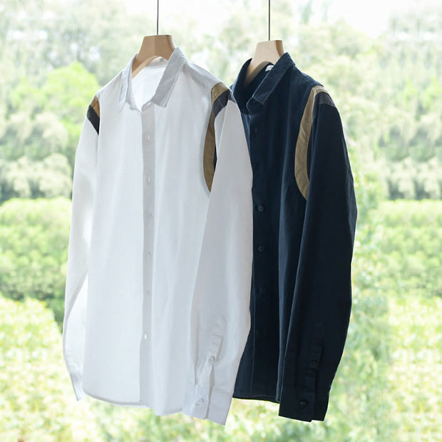 Buddha Stones Spring Patchwork Design Long Sleeve Cotton Men Shirt Clothing - image 16