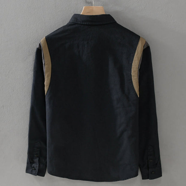 Buddha Stones Spring Patchwork Design Long Sleeve Cotton Men Shirt Clothing - image 9