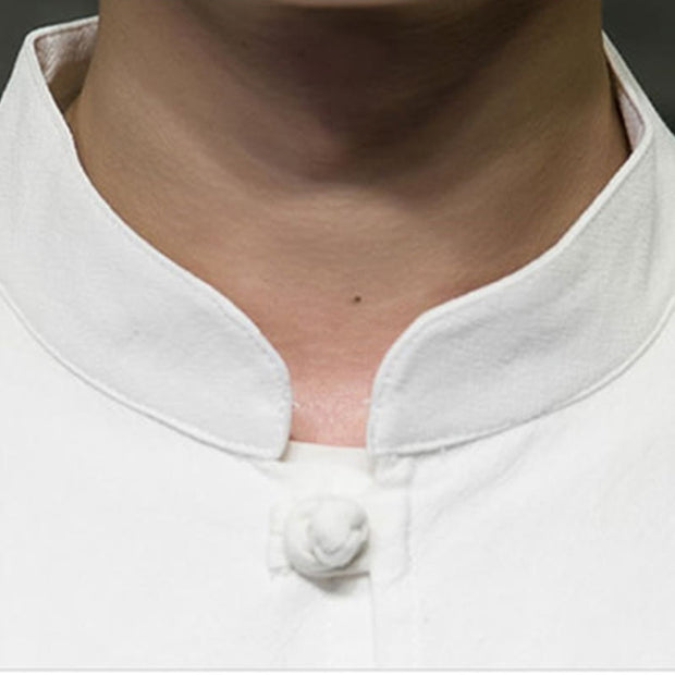 Buddha Stones Simple Tang Suit Plain Chinese Frog-Button Design Men's Cotton Jacket Shirt - image 21