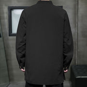 Buddha Stones Simple Tang Suit Plain Chinese Frog-Button Design Men's Cotton Jacket Shirt - image 27