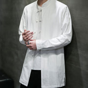 Buddha Stones Simple Tang Suit Plain Chinese Frog-Button Design Men's Cotton Jacket Shirt - image 16