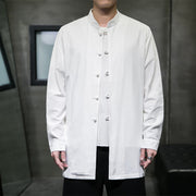 Buddha Stones Simple Tang Suit Plain Chinese Frog-Button Design Men's Cotton Jacket Shirt - image 14