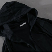 Buddha Stones Ribbed Hem Design Hoodie Men's Cotton Linen Jacket Shirt With Pockets - image 13