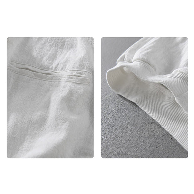 Buddha Stones Ribbed Hem Design Hoodie Men's Cotton Linen Jacket Shirt With Pockets - image 20