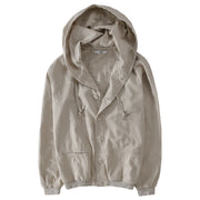 Buddha Stones Ribbed Hem Design Hoodie Men's Cotton Linen Jacket Shirt With Pockets - image 11