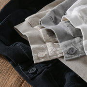 Buddha Stones Ribbed Hem Design Hoodie Men's Cotton Linen Jacket Shirt With Pockets - image 23