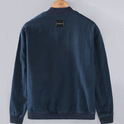 Buddha Stones Winter Plain Zipper Design Stand Collar Men's Cotton Linen Jacket Shirt With Pockets - image 4