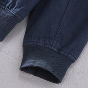 Buddha Stones Winter Plain Zipper Design Stand Collar Men's Cotton Linen Jacket Shirt With Pockets - image 10