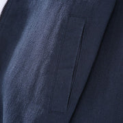 Buddha Stones Winter Plain Zipper Design Stand Collar Men's Cotton Linen Jacket Shirt With Pockets - image 9