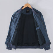 Buddha Stones Winter Plain Zipper Design Stand Collar Men's Cotton Linen Jacket Shirt With Pockets - image 3