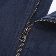 Buddha Stones Winter Plain Zipper Design Stand Collar Men's Cotton Linen Jacket Shirt With Pockets - image 6